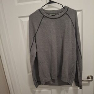 Eddie Bauer XL Gray Wool Blend‎ Heritage Crew Neck Classic Pullover Sweater